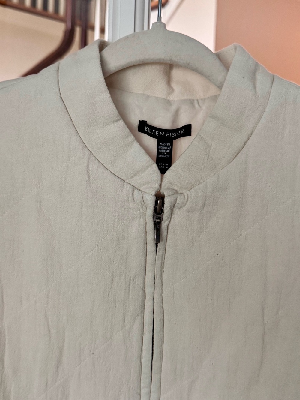 Eileen Fisher Organic Linen Cotton Crepe Quilted Vest M Quiet Luxury Minimalist - Picture 10 of 15